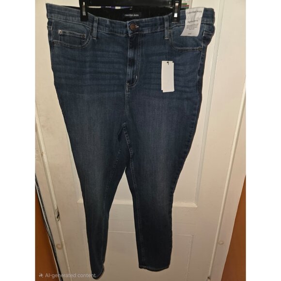 Brand New Calvin Klein Women's Blue Denim High Rise Skinny Jeans Pant Size 22W - Picture 4 of 4